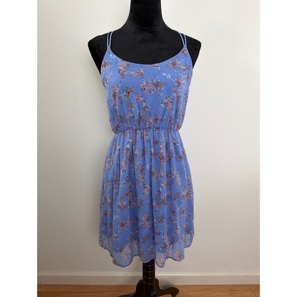Abercrombie & Fitch Floral Sundress Women S Blue Chiffon Strappy Cottagecore